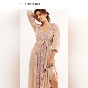 NWOT Free People embroidered fable midi dress